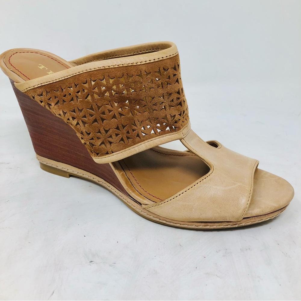 New Trask Perforated Leather Wedge Sandals